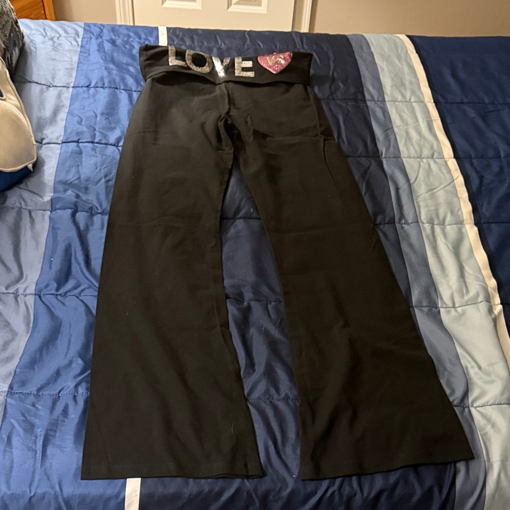 PINK Victoria's Secret Black Wide Leg Lounge Pants
